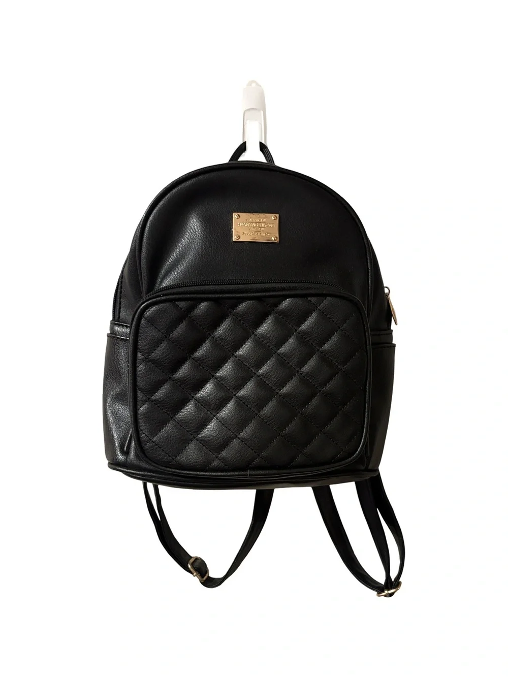 🏡 Quilted Faux Leather Backpack - Black - OS